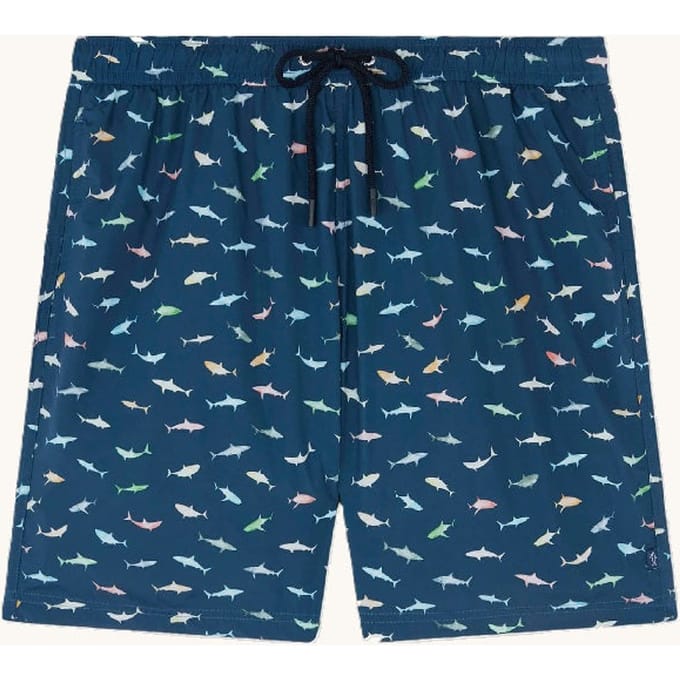 kostuum met kleurrijke haaien man blauw