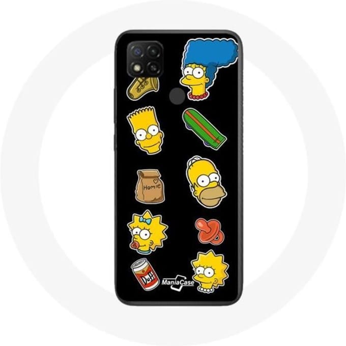Coque Xiaomi Redmi 9C Les Simpson autocollants fond noir