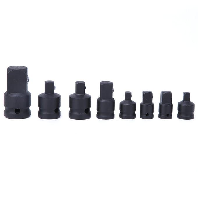 8 stuks Zwarte Dopsleutel Adapter Verloopstuk CRV Slagmoersleutel Converter Set