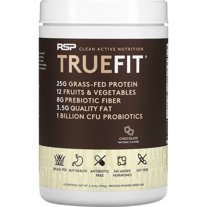 RSP Nutrition, Truefit, Shake de Protéine de Whey Nourrie à l'Herbe, Chocolat, 2 lbs (940 g)