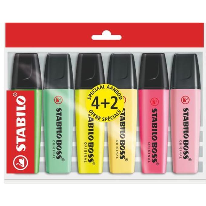 Stabilo Boss Fluo + Pastel ECO-wallet 4+2 SPECIAL OFFER Schrijfgerief