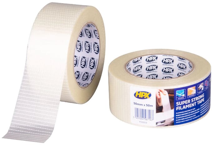 HPX Filamenttape met Glasvezelversterking 50mm - 50 meter