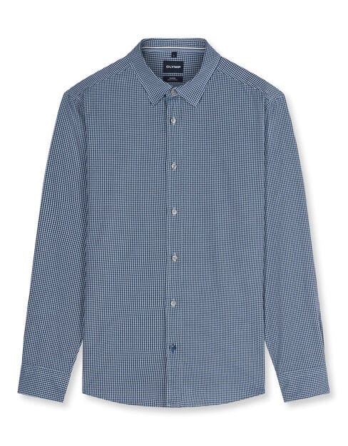 OLYMP Casual Overhemd, Regular Fit, Kent, Blauw