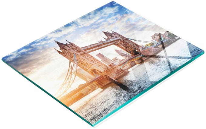 Glazen snijplank met afbeelding van de Tower Bridge in Londen, 60x52 cm