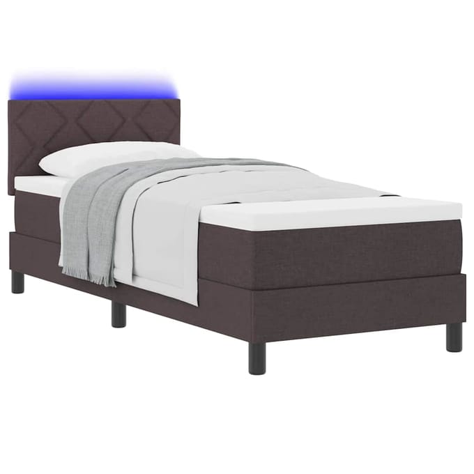 vidaXL - Boxspring - bed - met - hoofdeinde - Donkerbruin - 80 - x - 200 - cm - Stof