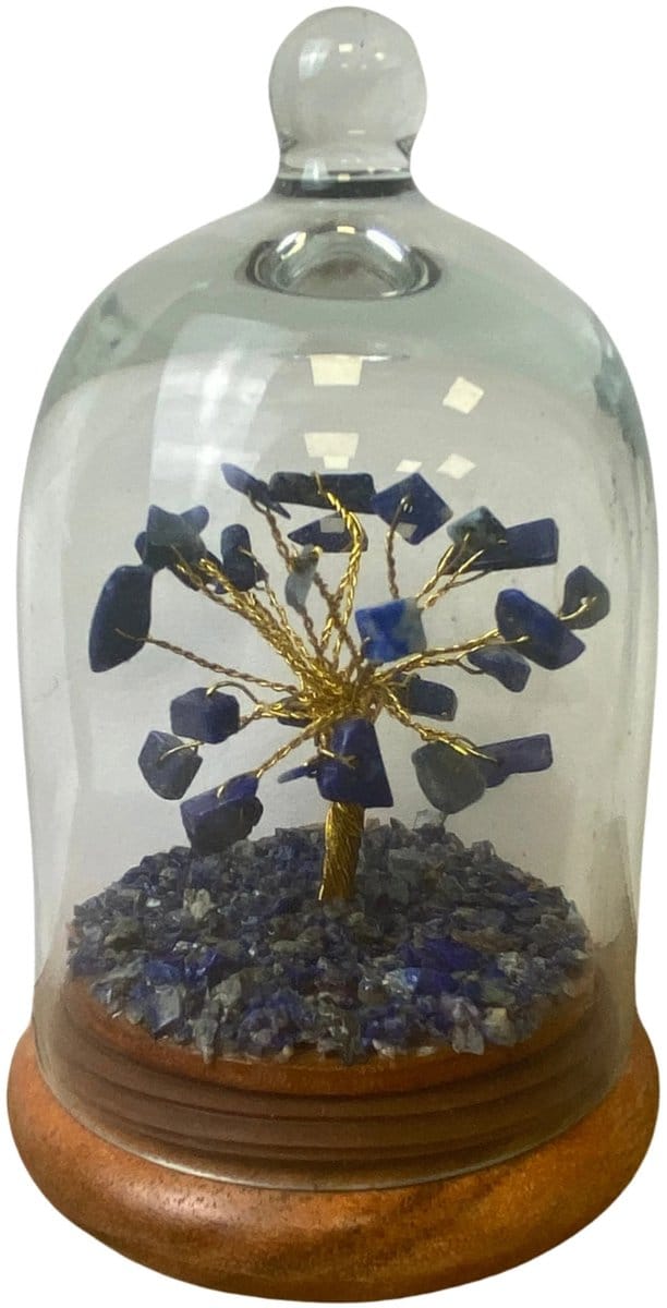 Lapis Lazuli edelsteen boompje onder glazen stolp