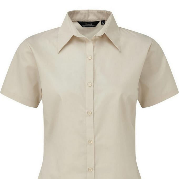 Premier Popeline blouse met korte mouwen / Gewoon werkoverhemd (Natuurlijk)