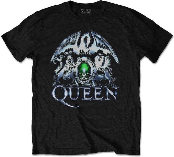 Queen - Metal Crest Heren T-shirt - M - Zwart