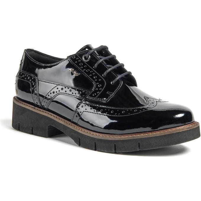 Pod Kacey Leren Dames Zwarte Brogues Schoenen