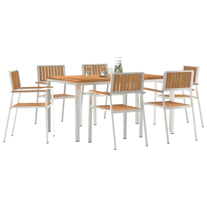 vidaXL Buiten Eettafel Set 7 pcs Bruin Massief Teakhout