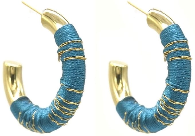 Oorbellen - Open Oorringen - RVS - 3 cm - Goudkleurig en Blauw