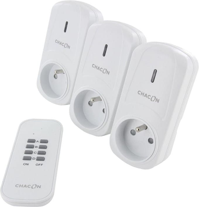 CHACON - Set van 3 schakelstopcontacten en afstandsbediening (2000W) - 54663