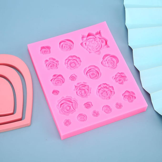Siliconen Mal Roos Vorm DIY Chocolade Fondant Klei Mal Decoratie Knutsel pink