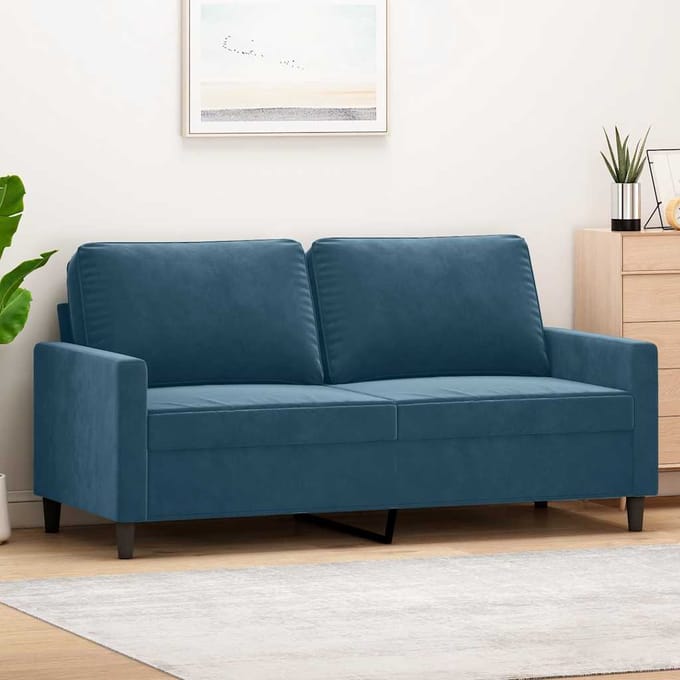 vidaXL - Tweezitsbank - 140 - cm - fluweel - blauw