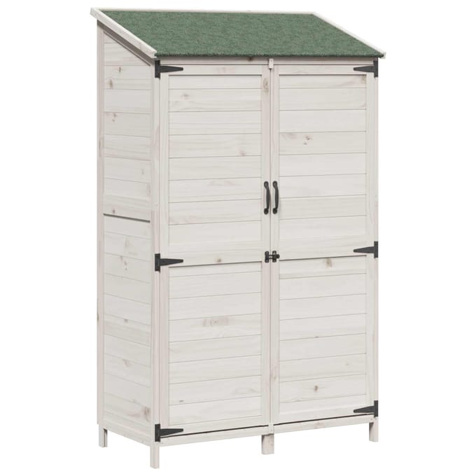 vidaXL - Tuin - Shed - Wit - 106 - x - 56 - x - 176,5 - cm - Massief - Vurenhout