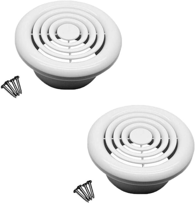 Luchtafvoer Ventilatie Rooster 100mm 4'' Ducting Wit ABS Plastic 2 Stuks Hoge Kwaliteit.