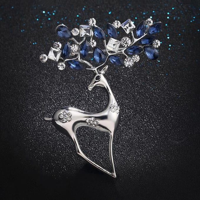 Mode Blauw Glas Kristal Herten Broche Reversspelden Mode Sieraden Accessoires gray