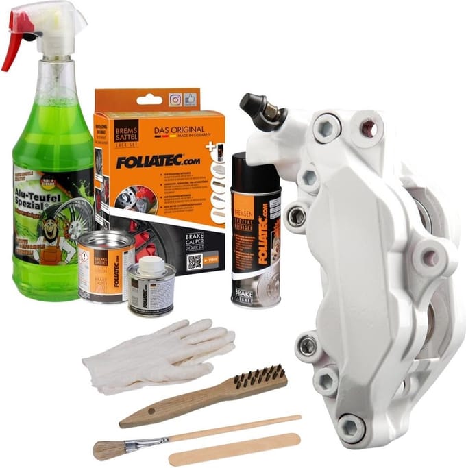 Foliatec Remklauwlakset - Pure Wit - 3 Componenten - Inclusief velgenreiniger