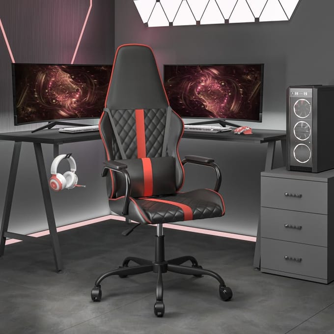 vidaXL - Gamestoel - kunstleer - zwart - en - rood