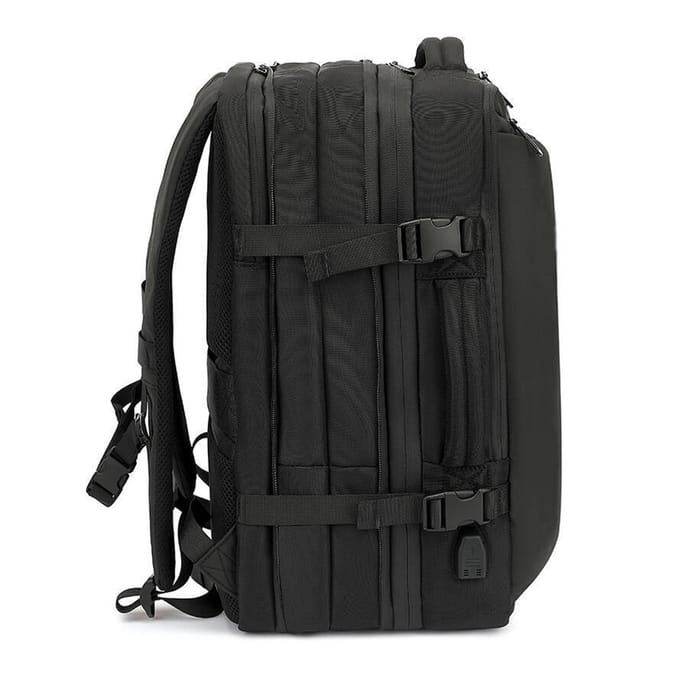 Stofzuiger Rugzak 22L-55L Uitbreidbaar Grote Capaciteit Regenbestendig Reis Compressie Rugzak met USB black