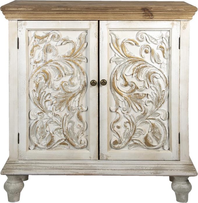 Clayre & Eef Dressoir 91x38x100 cm Wit Bruin Hout