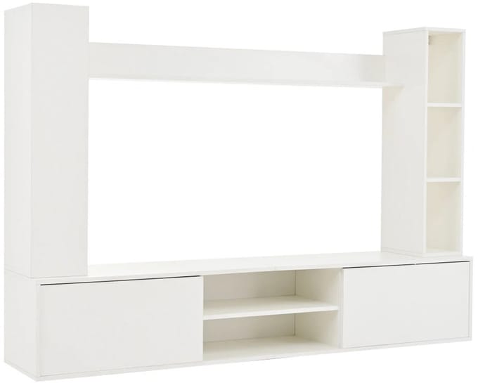UrbanSelect TV Kast - TV Meubel - Complete 4-delige set - Push-to-open Ontwerp - Wandbevestiging - 180 x 35 x 33cm - Wit