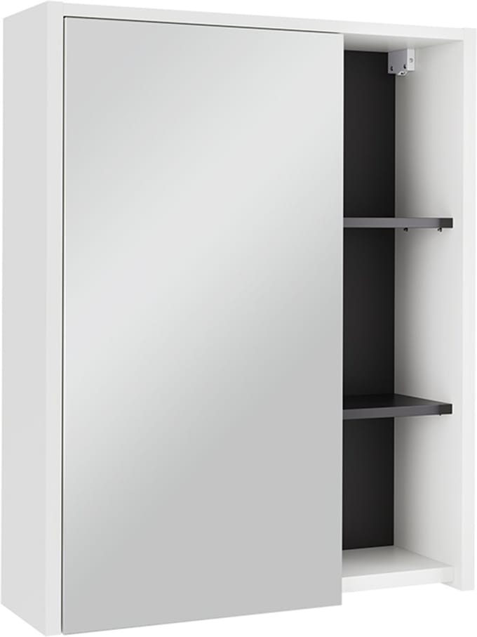 Vicco Viola Badkamerspiegelkast – 60 x 75 cm met open planken Wit/Grijs