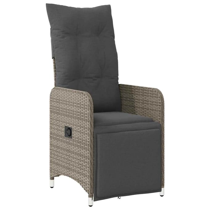 vidaXL - 9-delige - Bistroset - met - kussens - poly - rattan - grijs