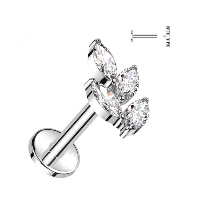 Piercing titanium blaadje marquise 1.2x8 - zilver - LMPiercings