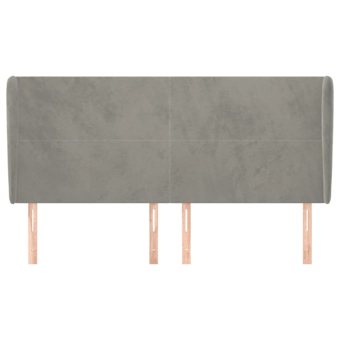 vidaXL - Hoofdbord - met - randen - 183x23x118/128 - cm - fluweel - lichtgrijs