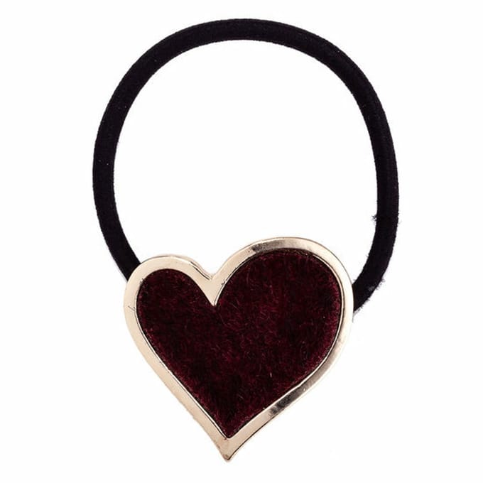 Haarsoires Haarelastiek – Hart 4cm - Metaal & Vilt - Rood Goud