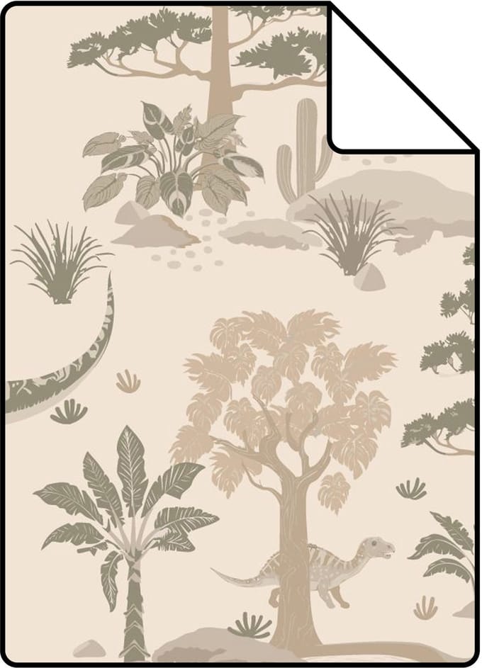 Proefstaal ESTAhome behang dinosaurussen lichtbeige - 26.5 x 21 cm - 132175-S