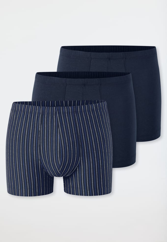 Schiesser 3 Pack Shorts - 95/5 Essentials Heren Onderbroek - blauw