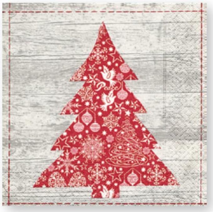 Cocktail servetten 25x25cm - Red tree - 20 stuks