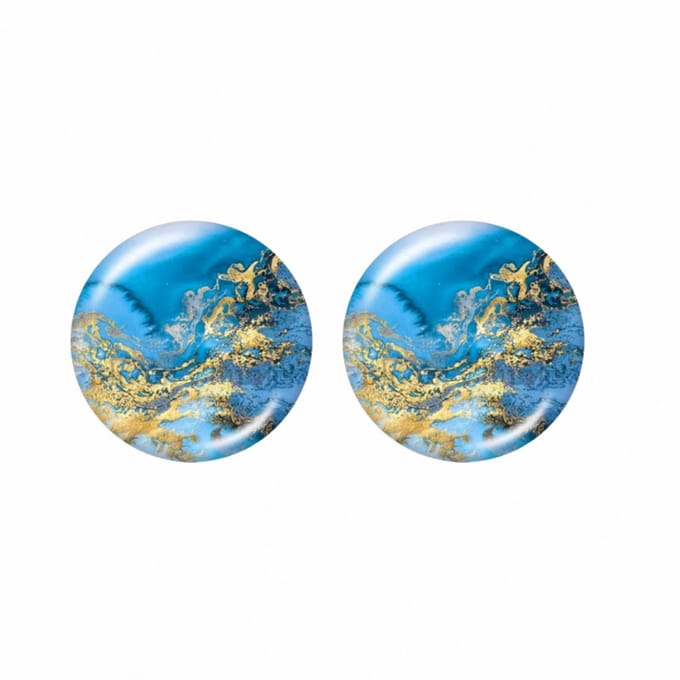 Clip Oorbellen- Earth - 2 cm blauw