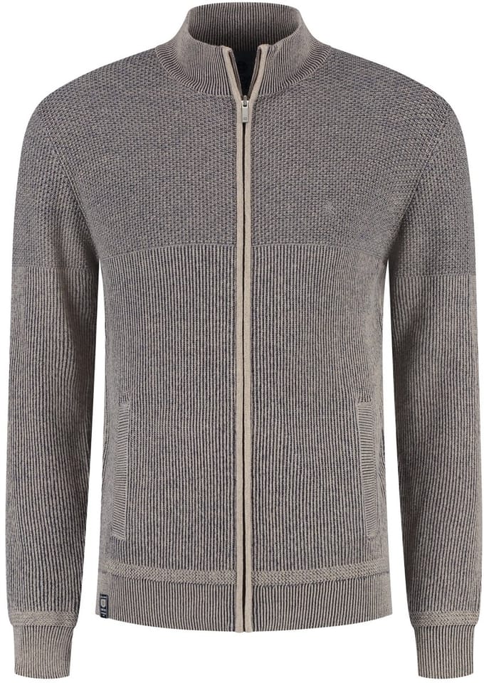 Fellows United Cardigan plated tuck knit Mid brown (52.1121 - 143)