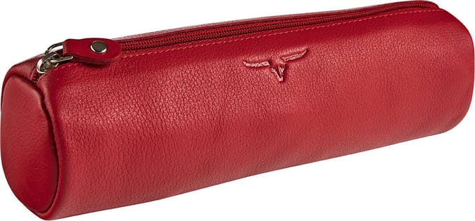 Maverick SARATOGA Leren Pennenetui rond - ritssluiting - rood