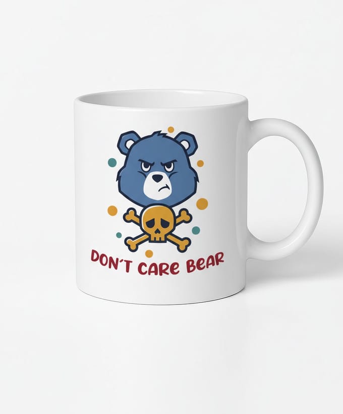 Don't Care Bear Mok - Grappige Koffiemok met Eigenwijs Design