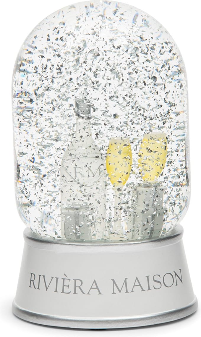 Riviera Maison Kerst/Winter Decoratie - Ready To Party Snowglobe - Wit - Goud