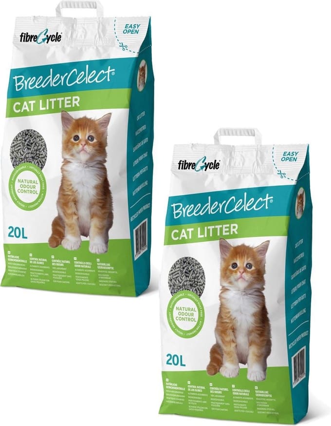 Breedercelect Kattenbakvulling 100 Procent Recycled - Kattenbakvulling - 2 x 20 l