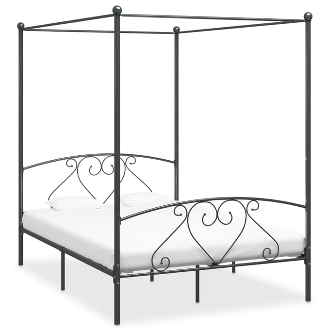 vidaXL - Hemelbedframe - metaal - grijs - 160x200 - cm