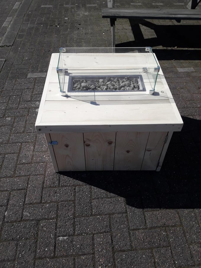 Vuurtafel Block Terrasverwarmer Nieuw, Blank steigerhout 80x80x50cm
