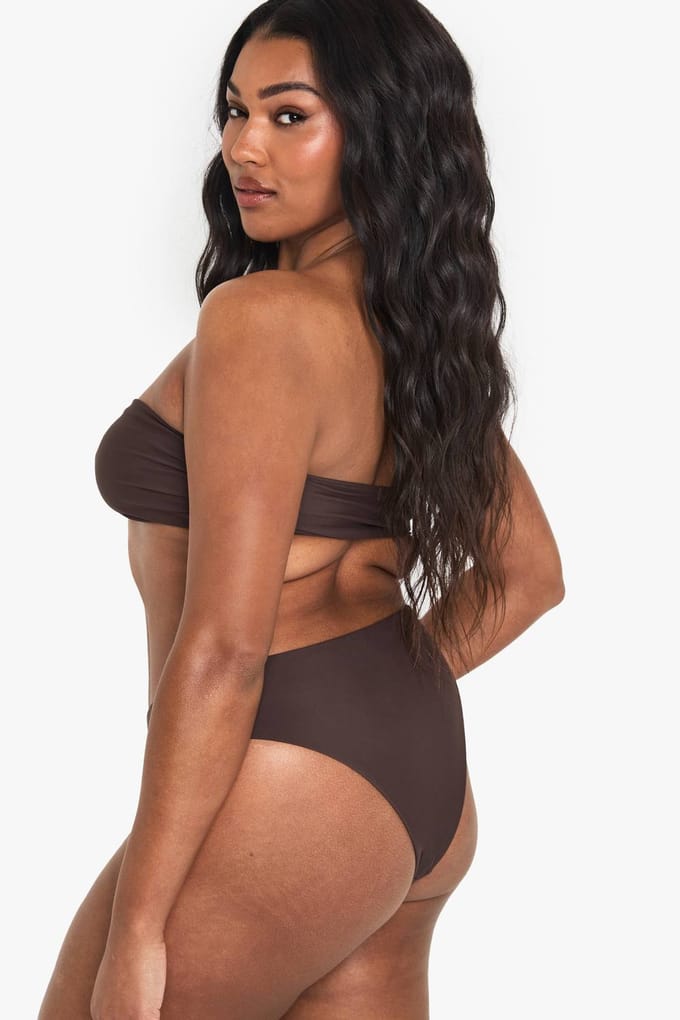 boohoo Dames Plus Swimwear Essentials High Waist Brief | Chocoladebruin | Maat: 50
