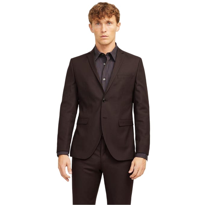 Jack And Jones Herenblazer met één rij knopen van Solaris (Bruin)