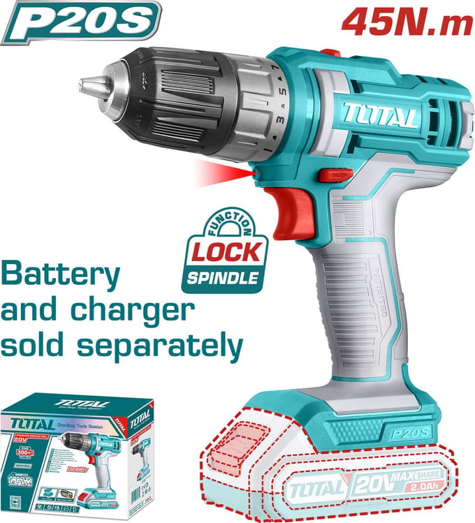 TOTAL TOOLS - Accuboormachine - 45NM - 2 speed - 15+1 Torque setting