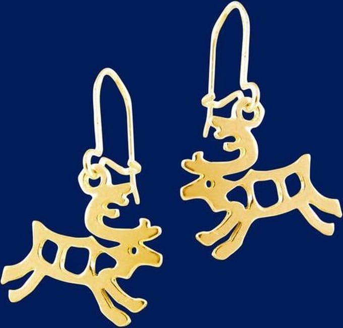 Oorbellen, hang, Gouden rendier