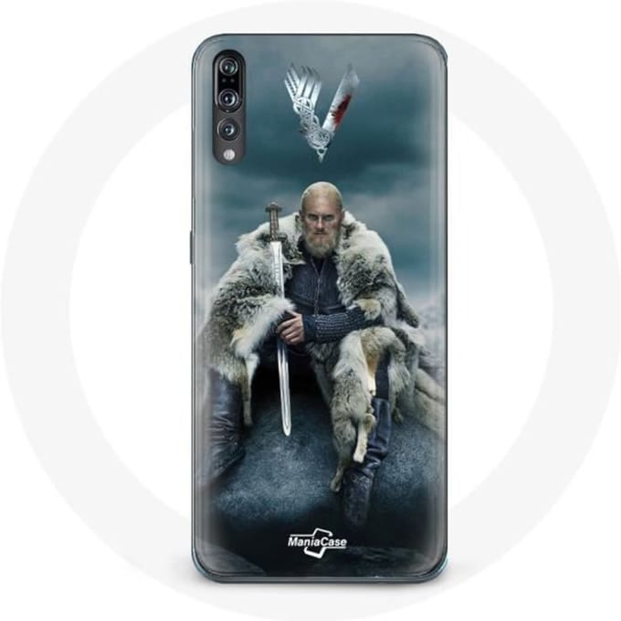 Coque pour Huawei P20 Pro Vikings Série Saison 6 Ragnar Lothbrok logo V Epée Gris Fond