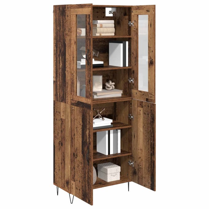 vidaXL - Highboard - Oud - Hout - 69,5 - x - 34 - x - 90 - cm - Bewerkt - hout