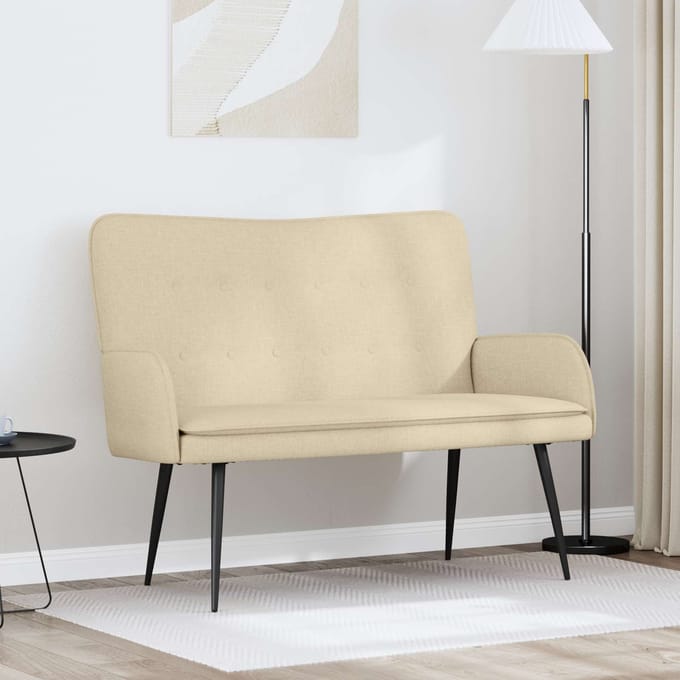 vidaXL - 2-Zits - Sofa - Crèmekleurig - 115 - x - 61 - x - 87 - cm - Stof