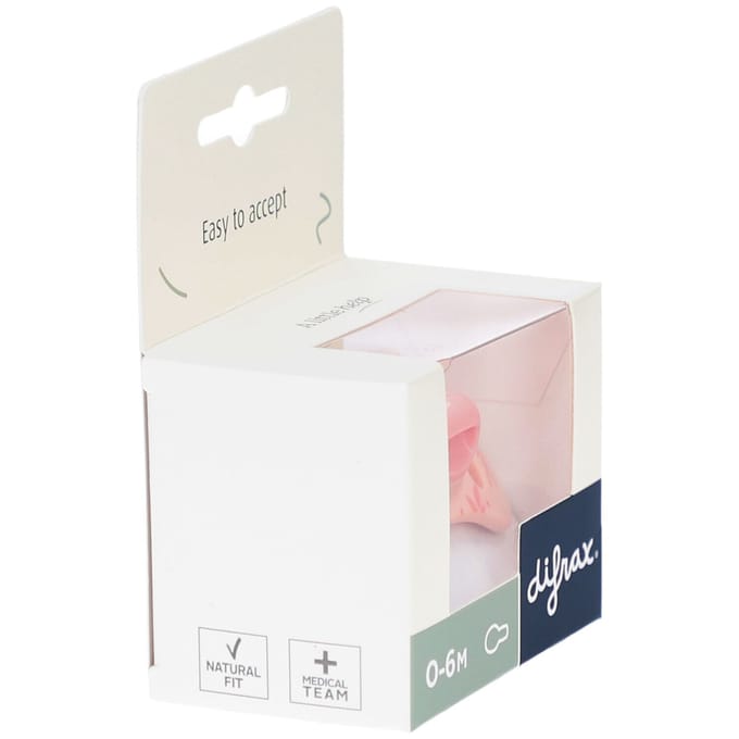 Difrax Natural Fopspeen - 0-6 Mnd - Soft Pink Leafs